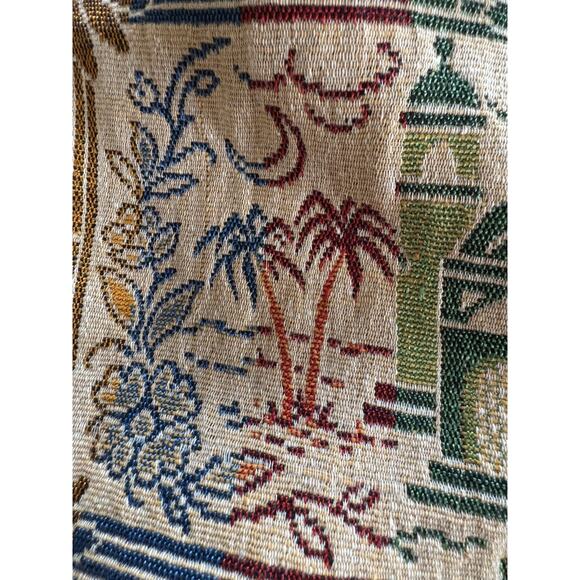 Vtg Algier Italian Embroidered Tablecloth Tapestry Persian Style 78.7" x 98.4" - Picture 12 of 16